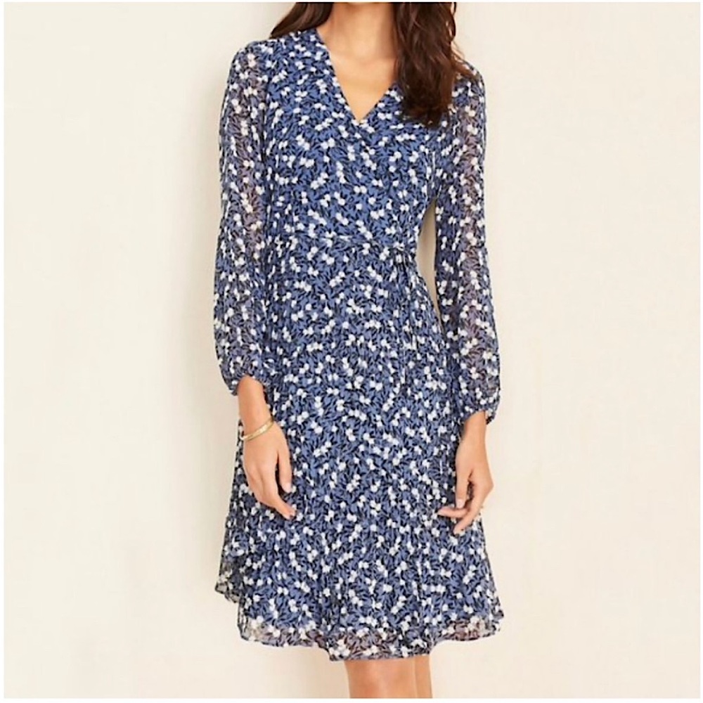 Ann Taylor Blue and White Floral Mini Dress